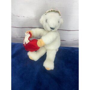 North American Bear Co. White Holding‎ Heart Bear 1982 Vintage 7 Inch